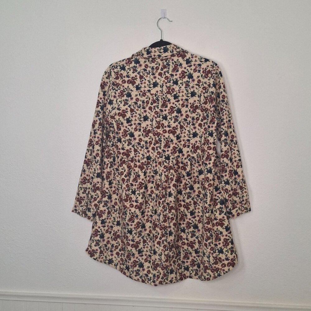 Umgee Floral Corduroy Dress Sz S Button Front Babydoll Western Boho Cowgirl - Picture 7 of 16